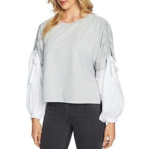 1. State Blouson Sleeve Sweatshirt Boho Cody Casual Layered Gray Sz Small